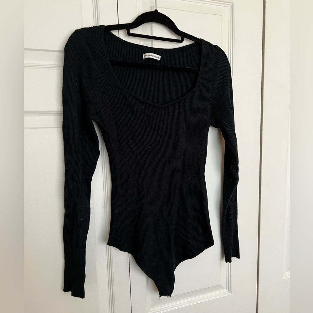 Abercrombie & Fitch Ribbed Sweater Black Bodysuit Size XL